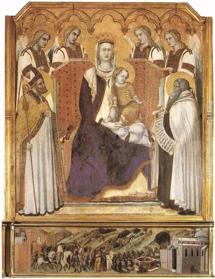 Pietro Lorenzetti Madonna with Angels between St Nicholas and Prophet Elisha